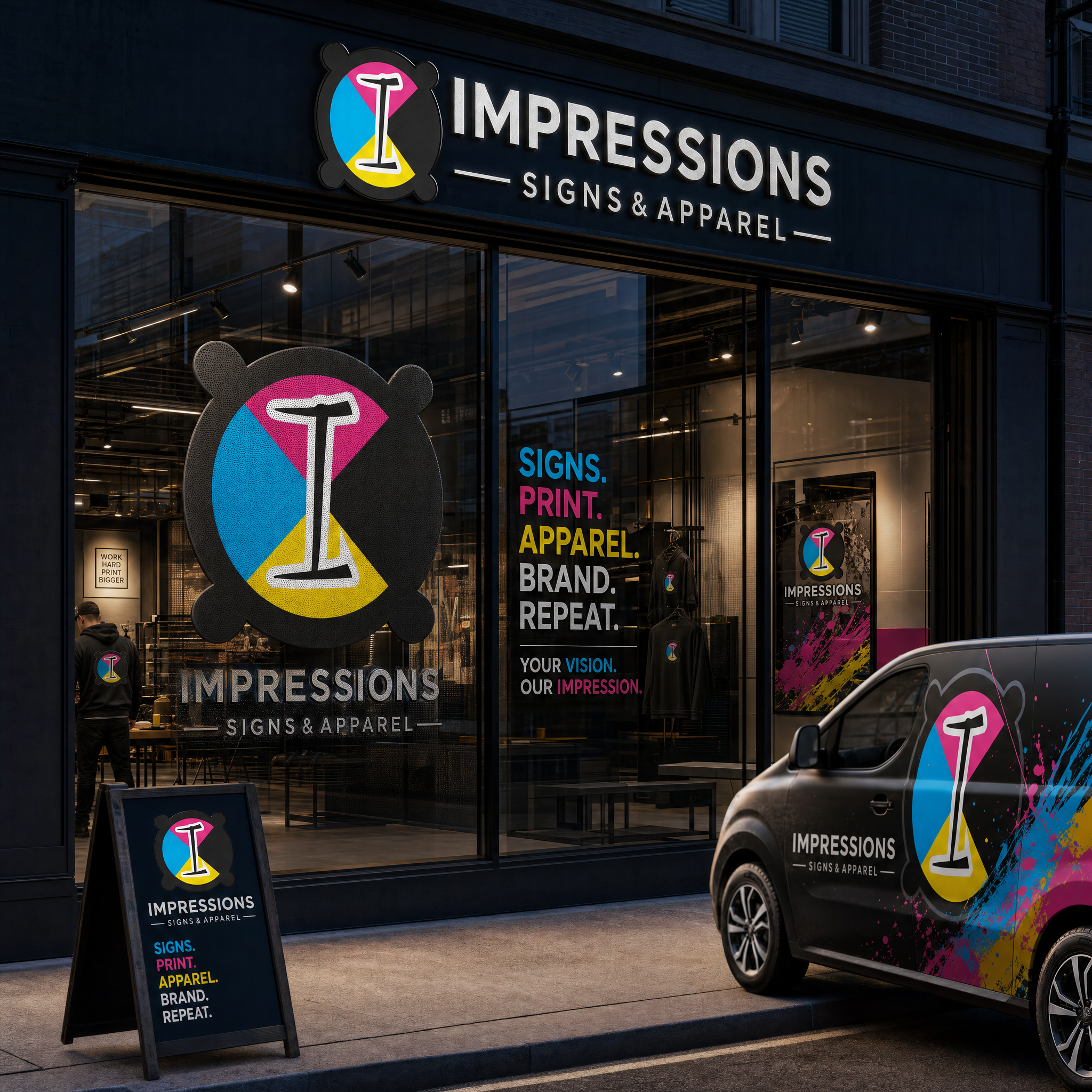 Perforated window graphics by Impressions Signs & Apparel