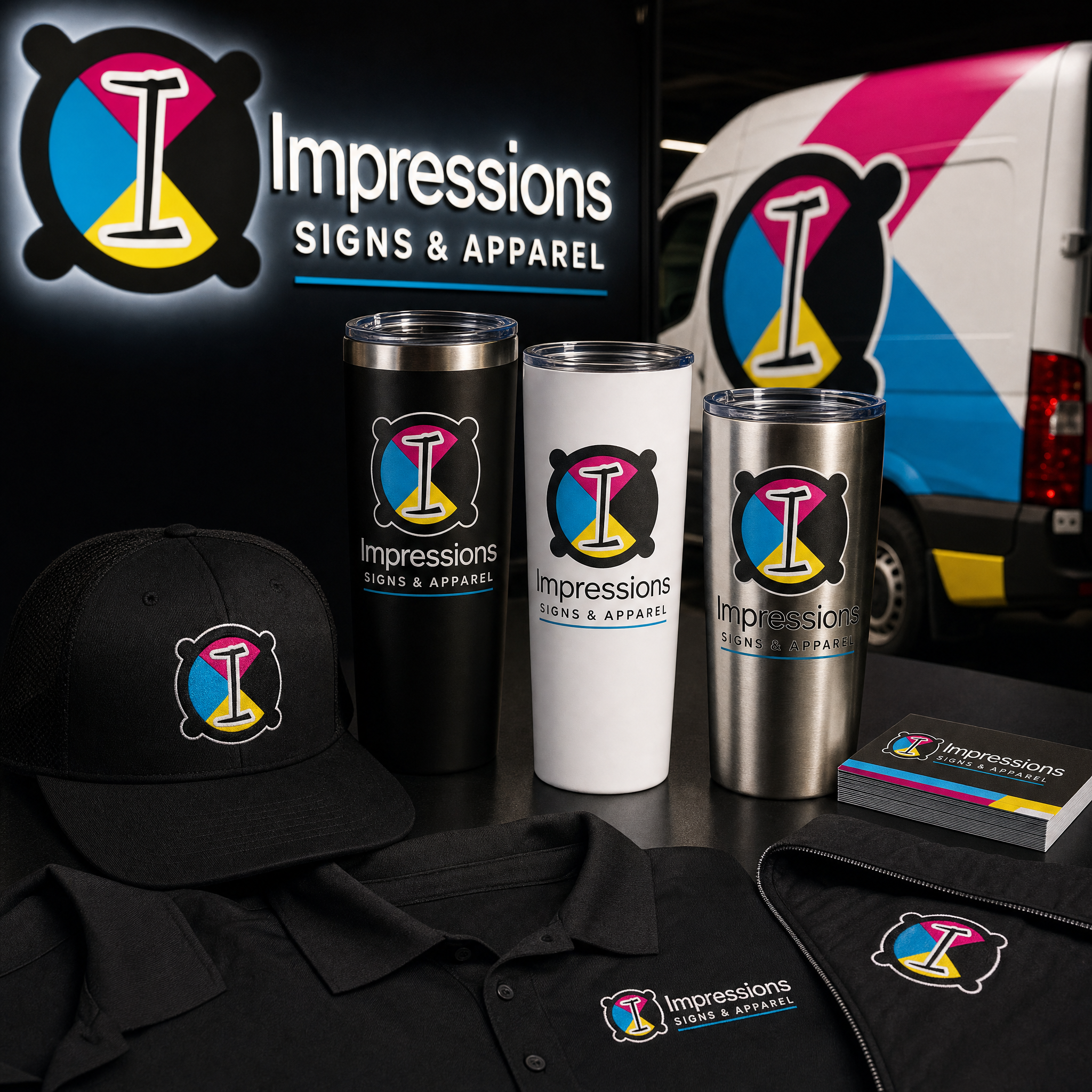 Custom tumblers by Impressions Signs & Apparel