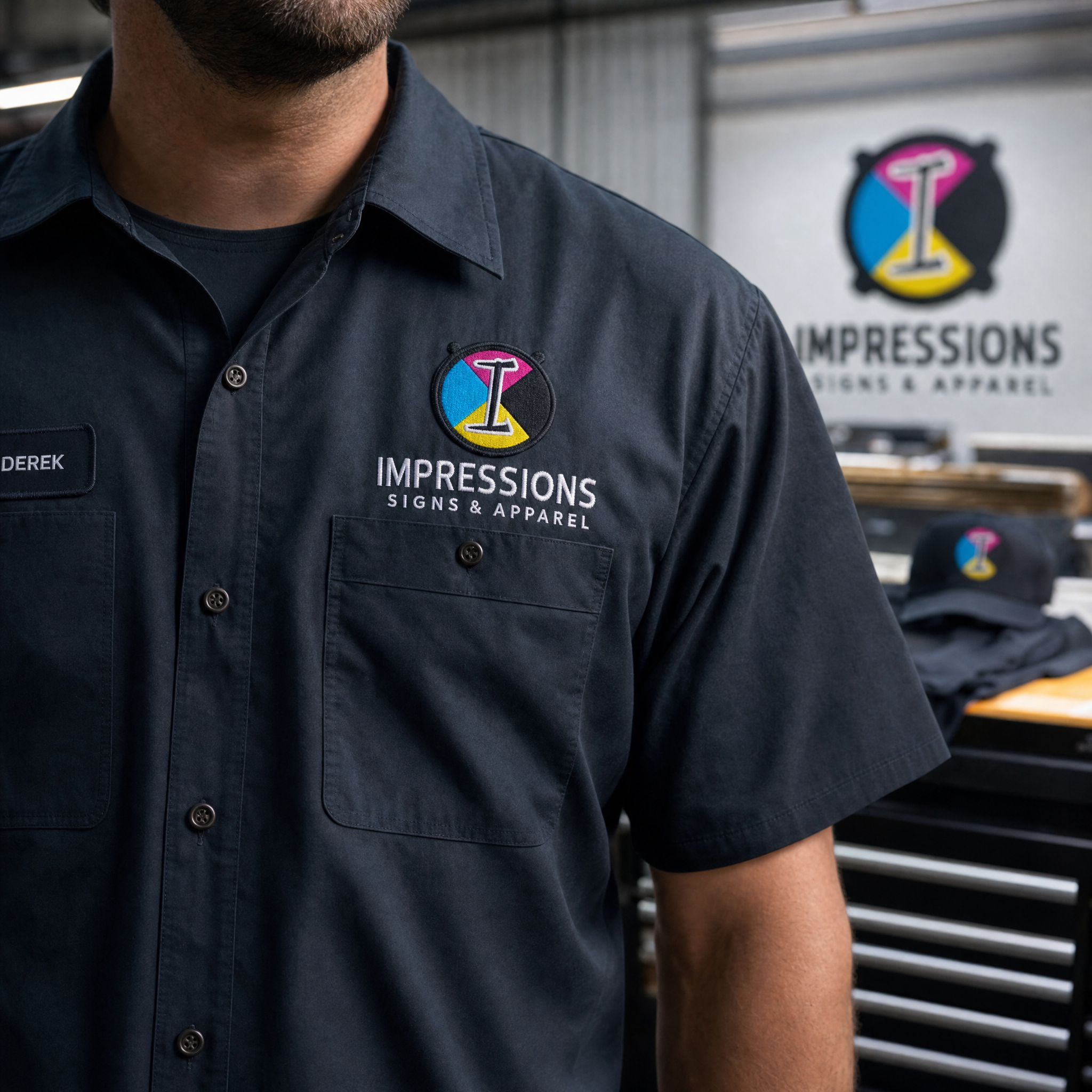 Custom work shirts by Impressions Signs & Apparel